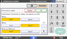 Illustration de l'écran du panneau de commande