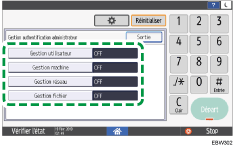 Illustration de l'écran du panneau de commande