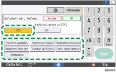 Illustration de l'écran du panneau de commande