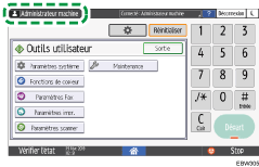 Illustration de l'écran du panneau de commande