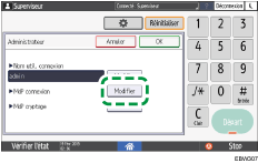 Illustration de l'écran du panneau de commande