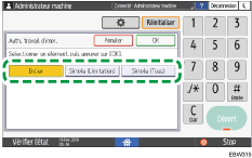 Illustration de l'écran du panneau de commande