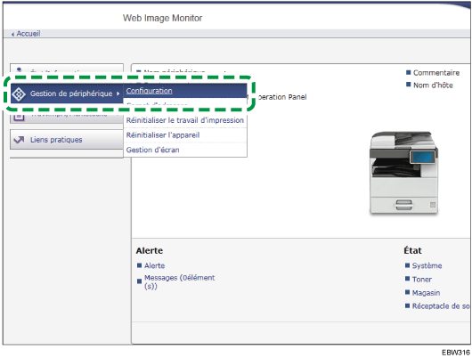 Illustration de la page du navigateur Web