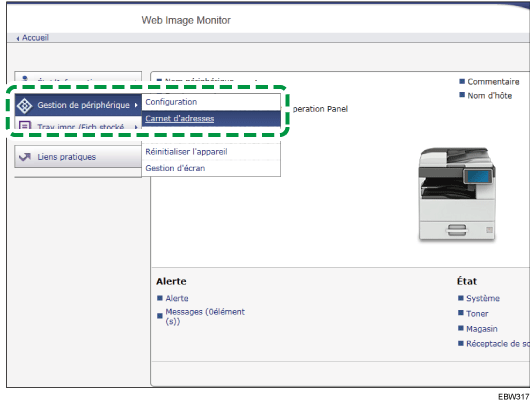 Illustration de la page du navigateur Web