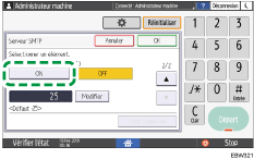 Illustration de l'écran du panneau de commande