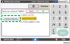 Illustration de l'écran du panneau de commande