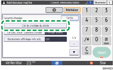 Illustration de l'écran du panneau de commande