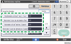 Illustration de l'écran du panneau de commande