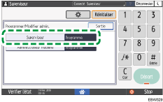 Illustration de l'écran du panneau de commande