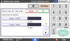 Illustration de l'écran du panneau de commande
