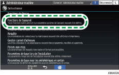 Illustration de l'écran du panneau de commande