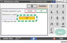 Illustration de l'écran du panneau de commande
