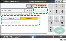 Illustration de l'écran du panneau de commande