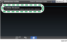 Illustration de l'écran du panneau de commande