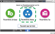 Illustration de l'écran du panneau de commande