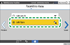 Illustration de l'écran du panneau de commande