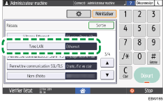 Illustration de l'écran du panneau de commande