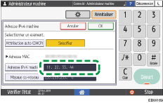 Illustration de l'écran du panneau de commande