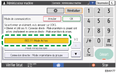 Illustration de l'écran du panneau de commande
