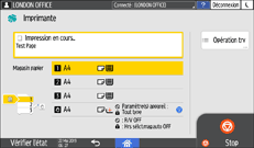 Illustration de l'écran du panneau de commande