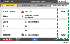 Illustration de l'écran du panneau de commande