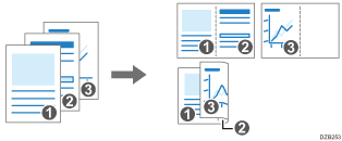 Illustrazione combinazione e copia di un originale a più pagine