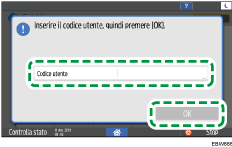 Illustrazione della schermata sul pannello di controllo