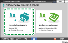 Illustrazione della schermata sul pannello di controllo