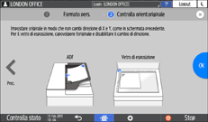 Illustrazione della schermata sul pannello di controllo