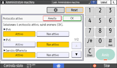 Illustrazione della schermata sul pannello di controllo