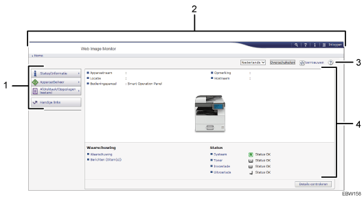 Schermafbeelding van internetbrowser (afbeelding met genummerde items)