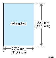 Illustratie van het afdrukgebied en marges