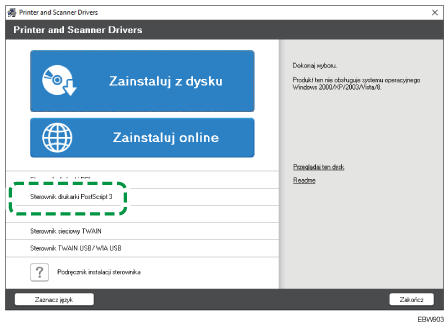 Ilustracja programu instalacyjnego sterownika