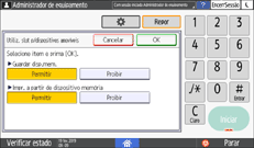 Ilustração do ecrã do painel de operação