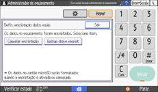 Ilustração do ecrã do painel de operação