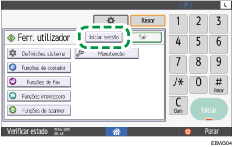 Ilustração do ecrã do painel de operação