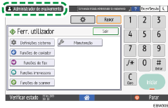 Ilustração do ecrã do painel de operação