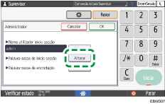 Ilustração do ecrã do painel de operação