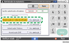 Ilustração do ecrã do painel de operação