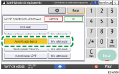 Ilustração do ecrã do painel de operação