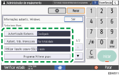 Ilustração do ecrã do painel de operação