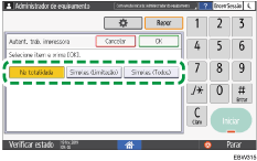 Ilustração do ecrã do painel de operação