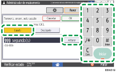Ilustração do ecrã do painel de operação