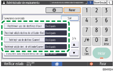 Ilustração do ecrã do painel de operação