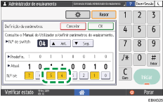 Ilustração do ecrã do painel de operação