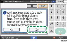 Ilustração do ecrã do painel de operação