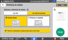 Ilustração do ecrã do painel de operação