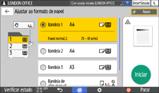 Ilustração do ecrã do painel de operação