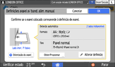 Ilustração do ecrã do painel de operação