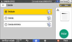 Ilustração do ecrã do painel de operação